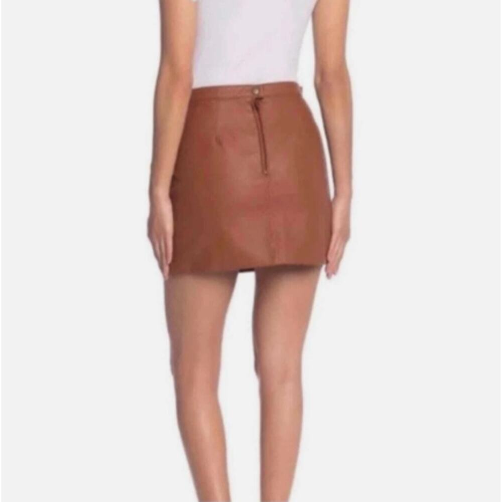 Free People Midnight Magic Vegan Leather Mini Skirt Cognac Brown Size 2 Moto - Picture 3 of 8